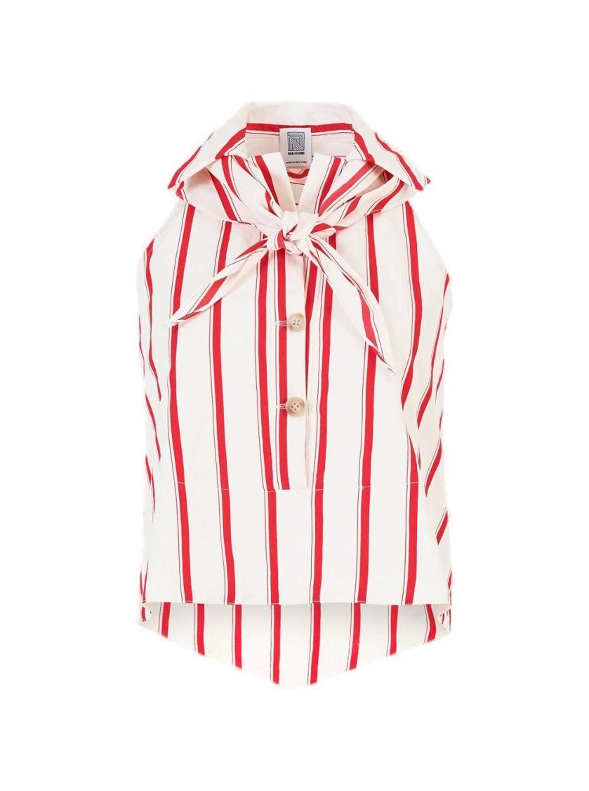 Rosie Assoulin Kerchief Top In Coastal Stripe Red Stripe