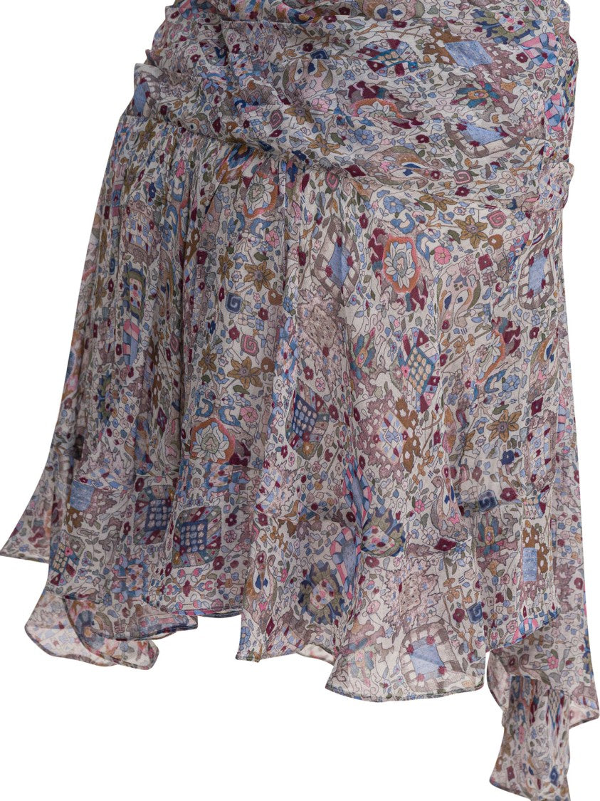Isabel Marant Étoile Asymmetrical Ruffled Skirt With Intricate Floral Design