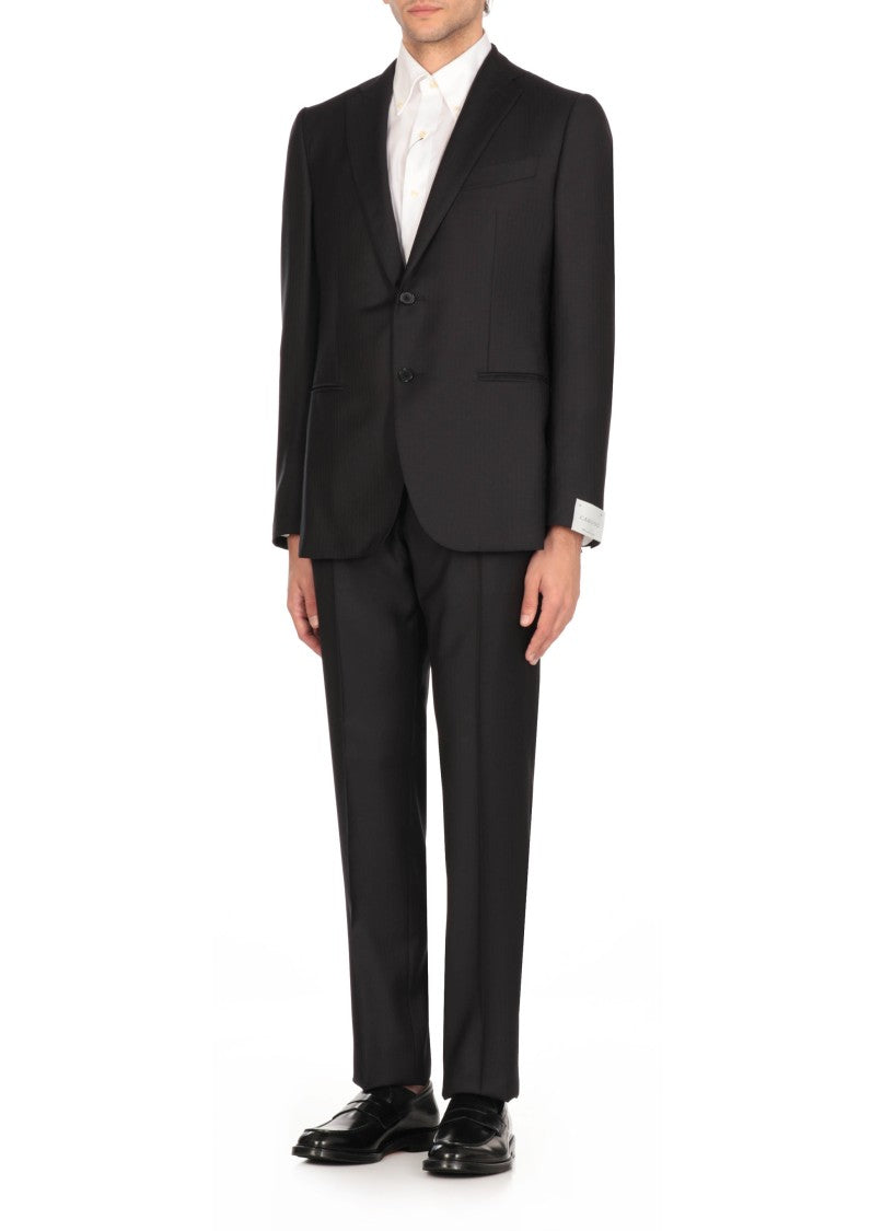 Caruso Dark Blue Caruso Wool Suit