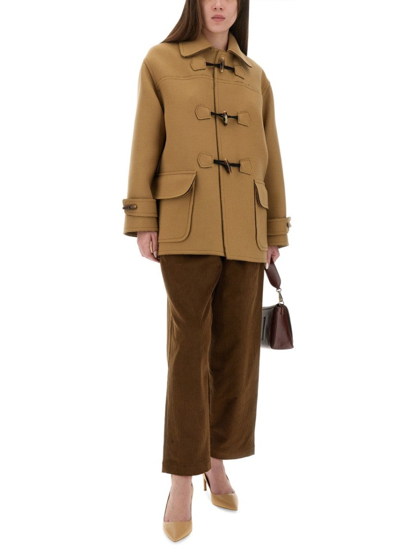 Moschino Brown Wide-Leg Corduroy Pants With Drawstring Waist