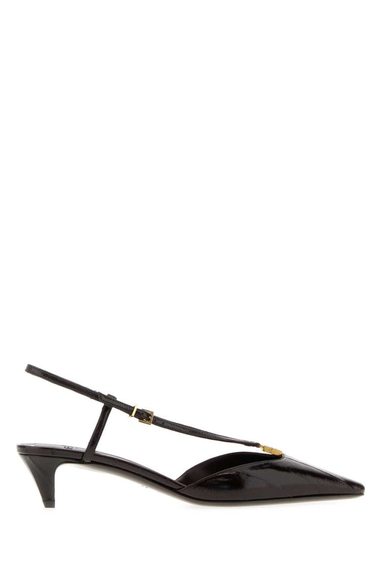 Fendi Dark Brown Leather Fendi Ffold Pumps
