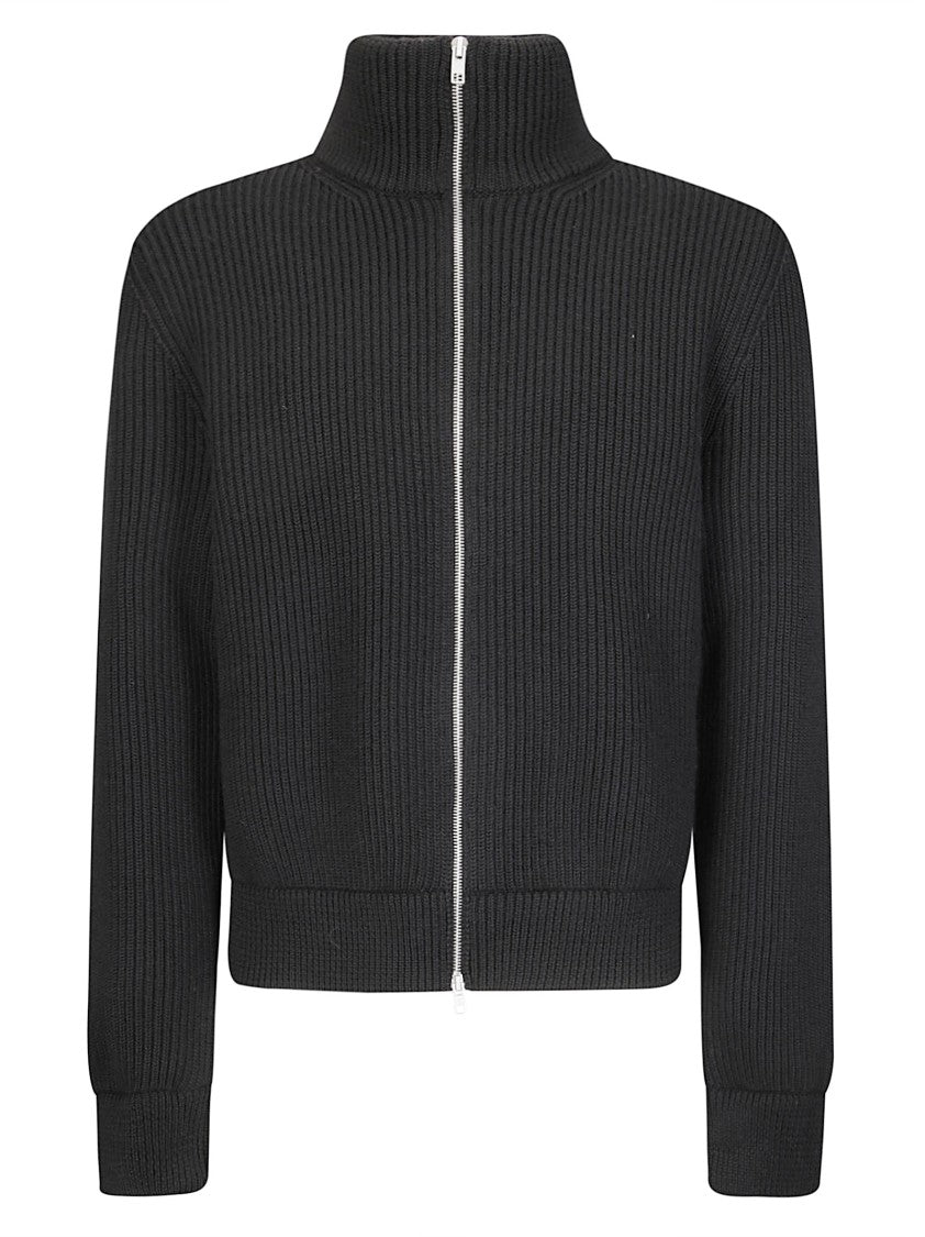 Maison Margiela Ribbed Knit Cardigan With High Neck And Double-Slider Zip