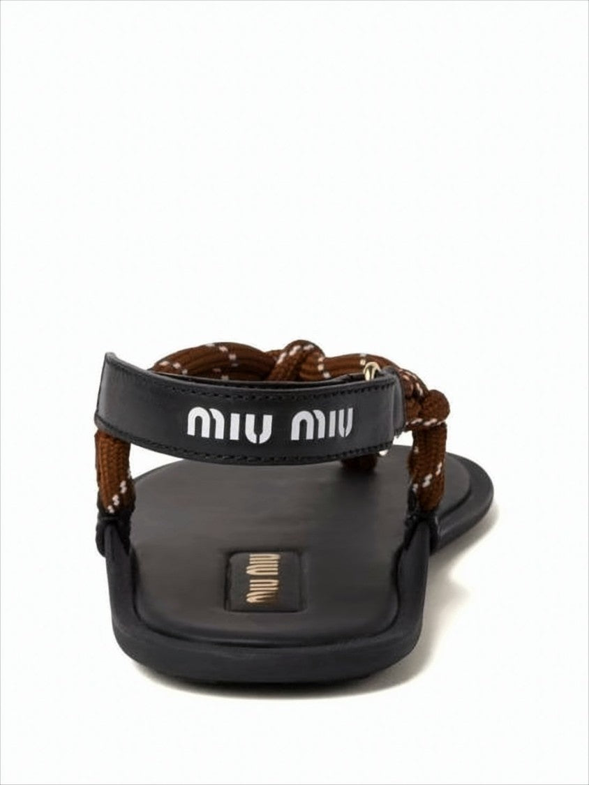 Miu Miu Thong-Style Sandals With Rope-Like Straps And Logo Detail
