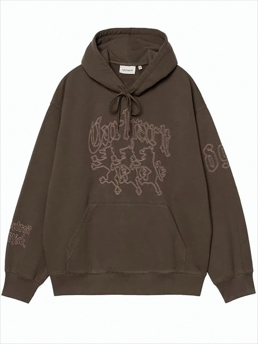 Carhartt Wip Brown Cotton Hoodie With Vintage-Inspired Graphics