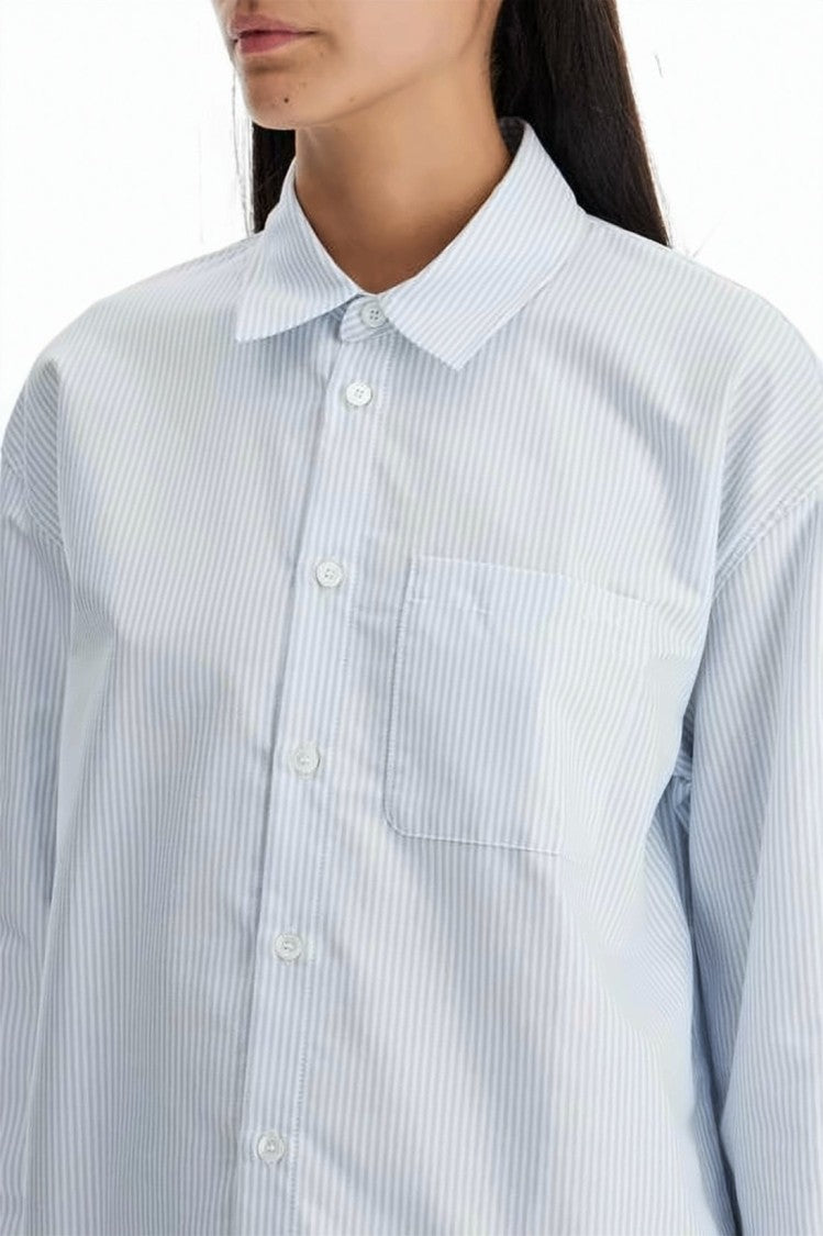 A.P.C. Relaxed-Fit White Shirt With Vertical Pinstripe Pattern