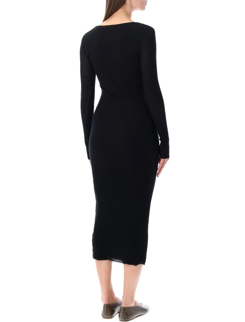 James Perse Deep V Cotton Cashmere Midi Dress