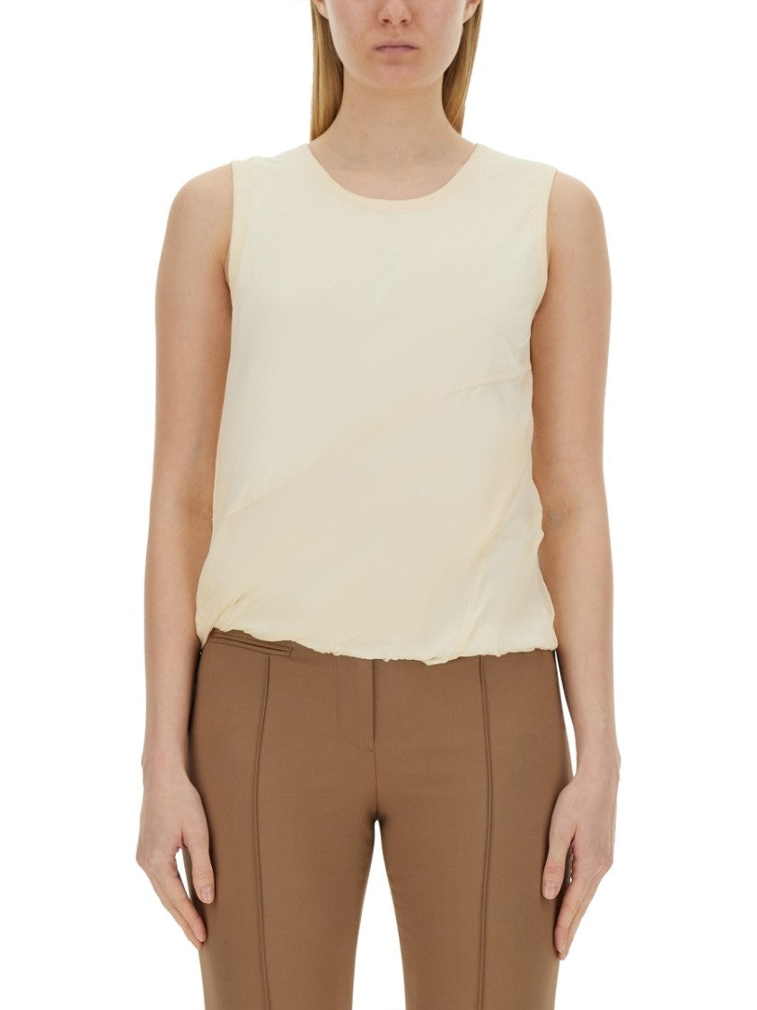 Helmut Lang Relaxed Fit Cotton Tank Top With Frayed Hem