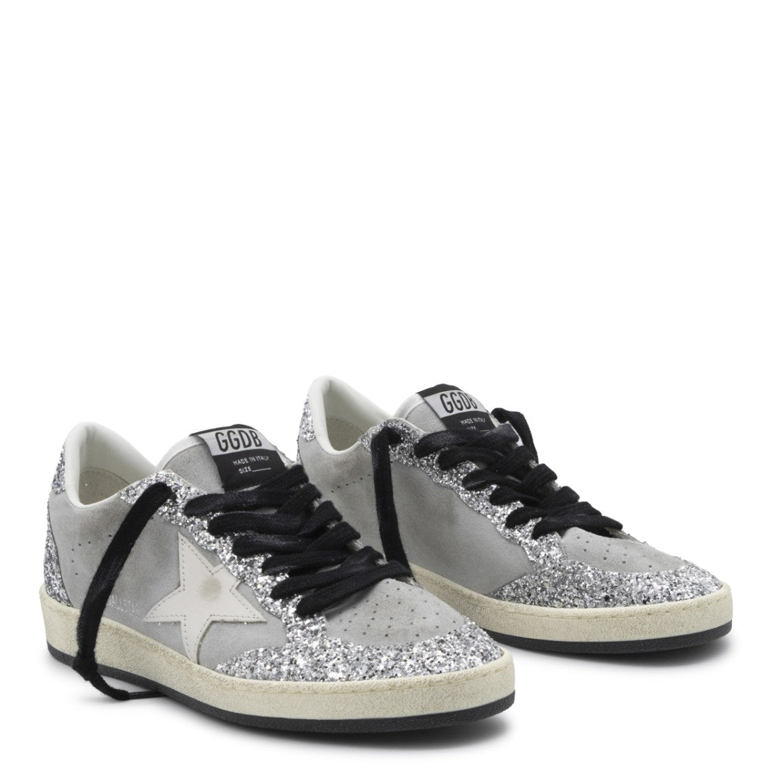 Golden Goose Grey Leather Sequins Inserts Sneakers