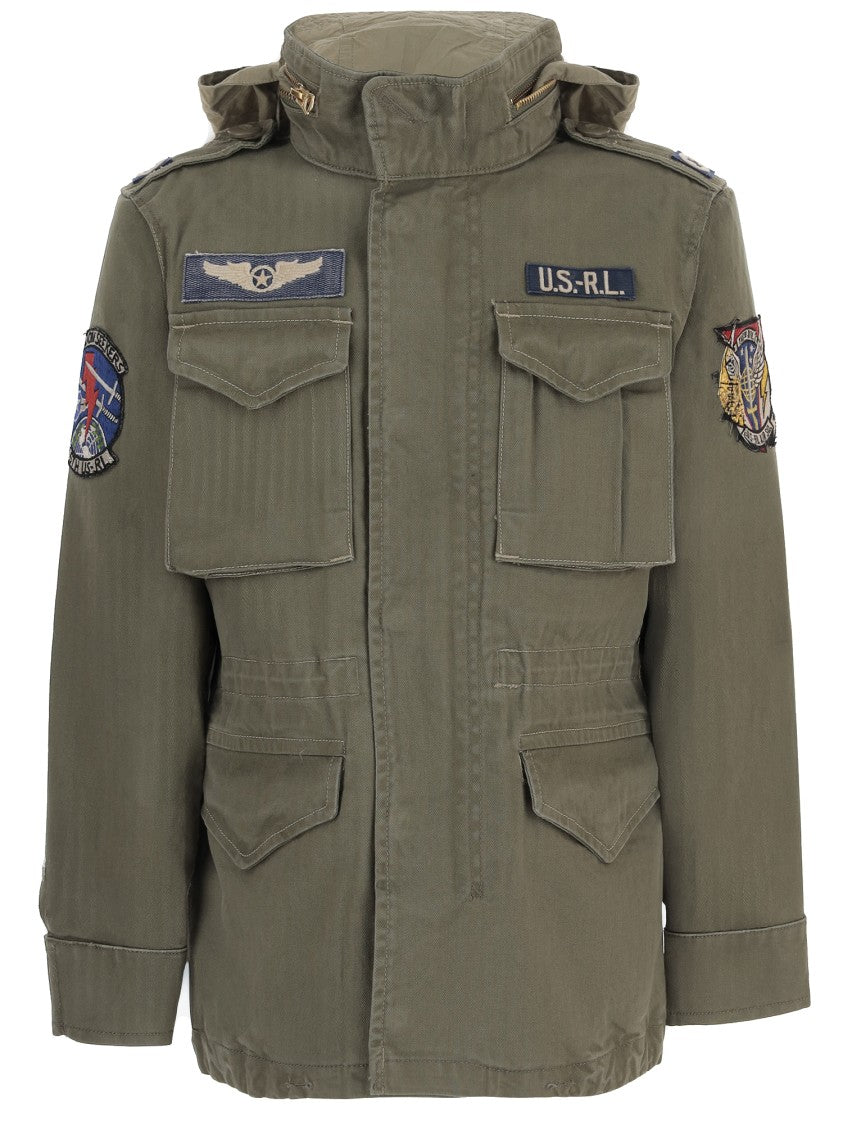 Polo Ralph Lauren Olive Green Cotton Parka With Multi-Pocket Design And Adjustable Features