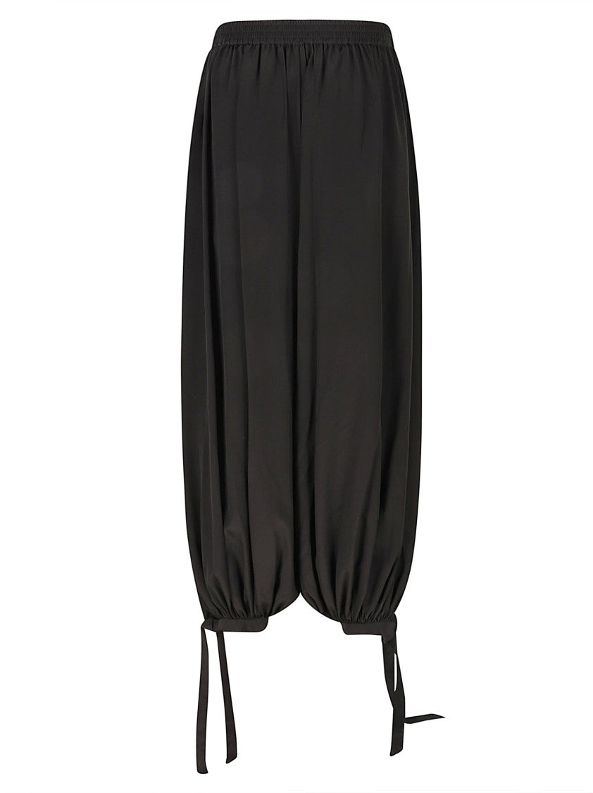 Chloé Loose Silk Trousers With Gathered Hem And Tied Ribbons
