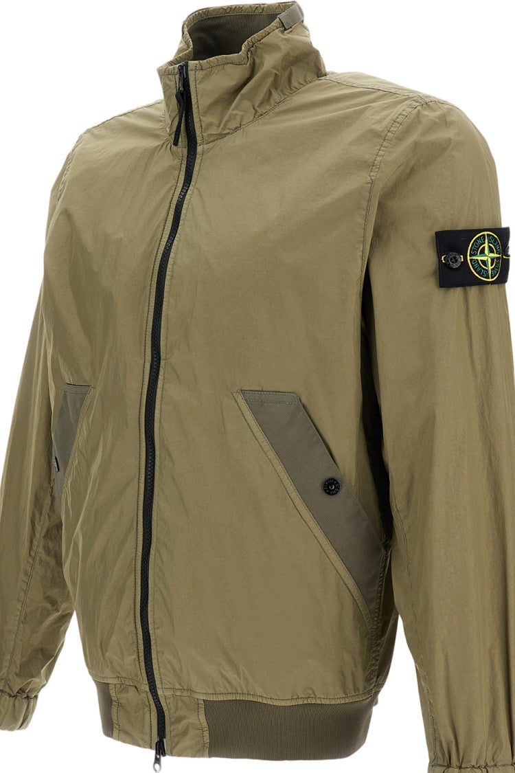 Stone Island Windproof Bomber Jacket With Crinkled Texture