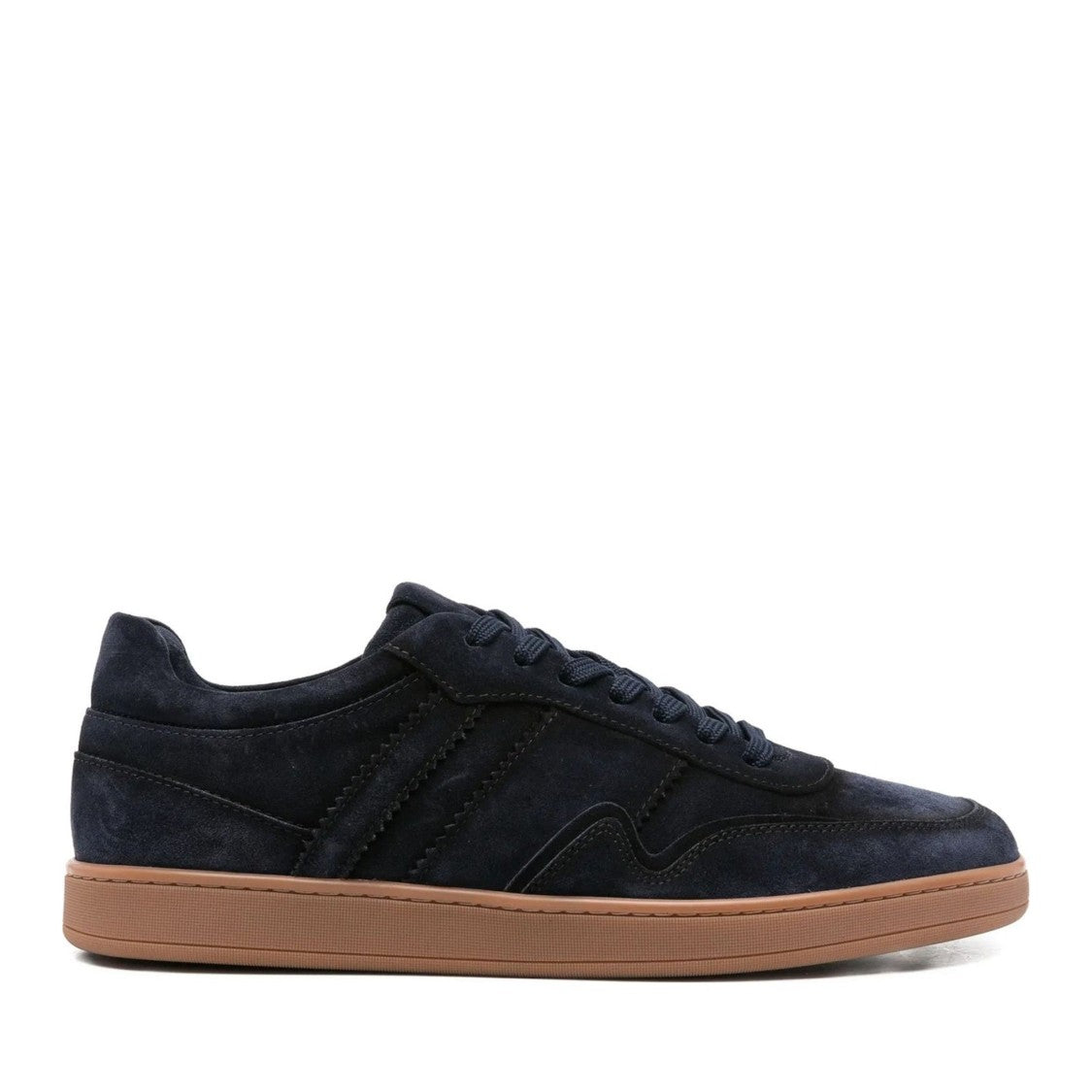 John Harrison Blue Suede Low-Top Gum Sole Sneakers