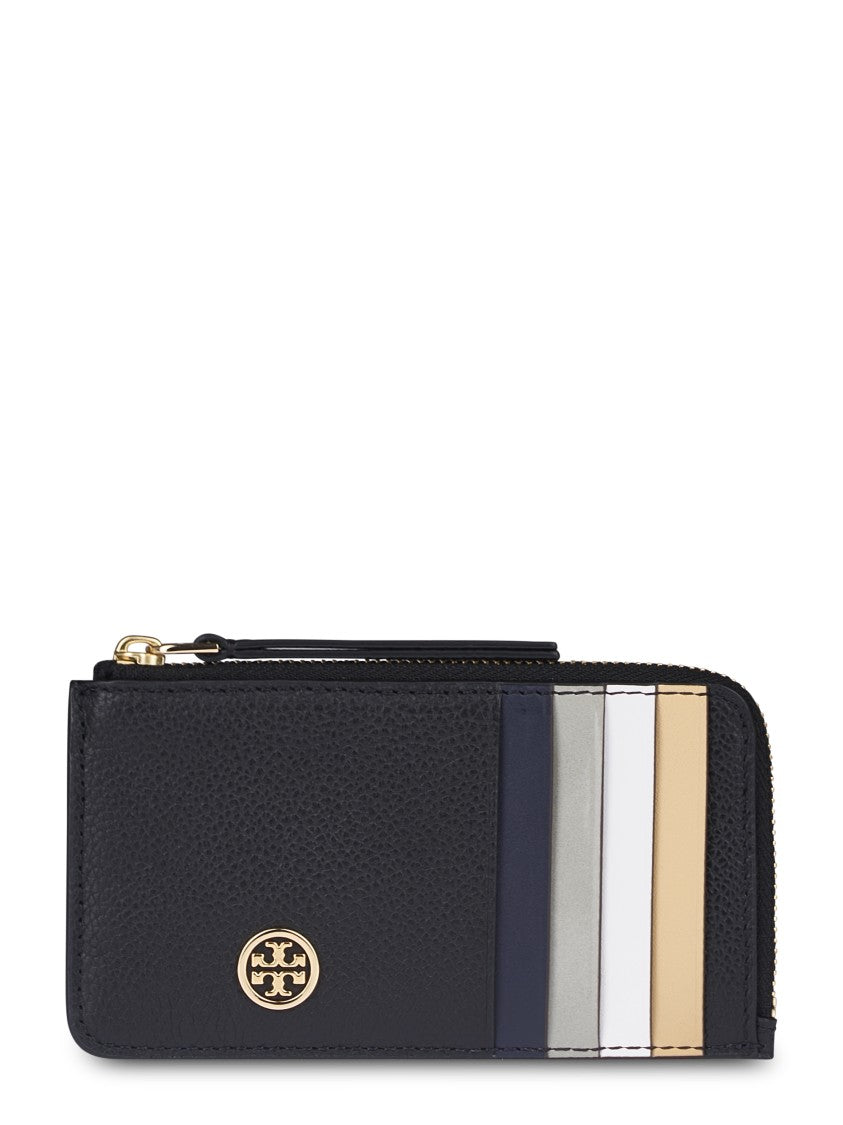 Tory Burch Robinson Pebbled Zip Card Case