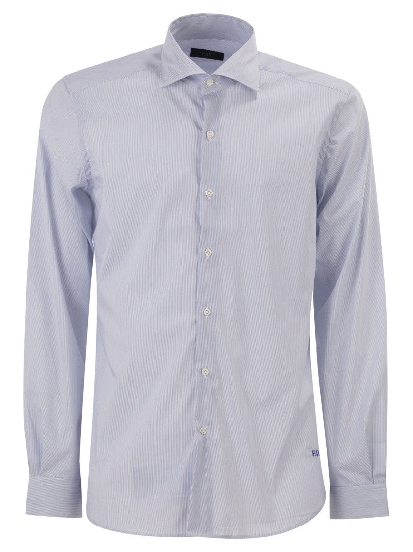 Fay Regular Fit Shirt In Striped Stretch Jersey