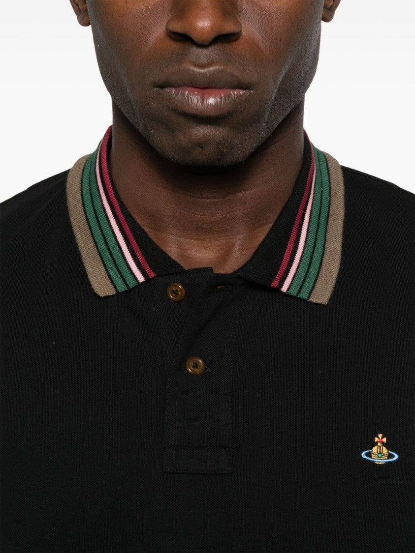 Vivienne Westwood Ribbed Collar Black Polo Shirt