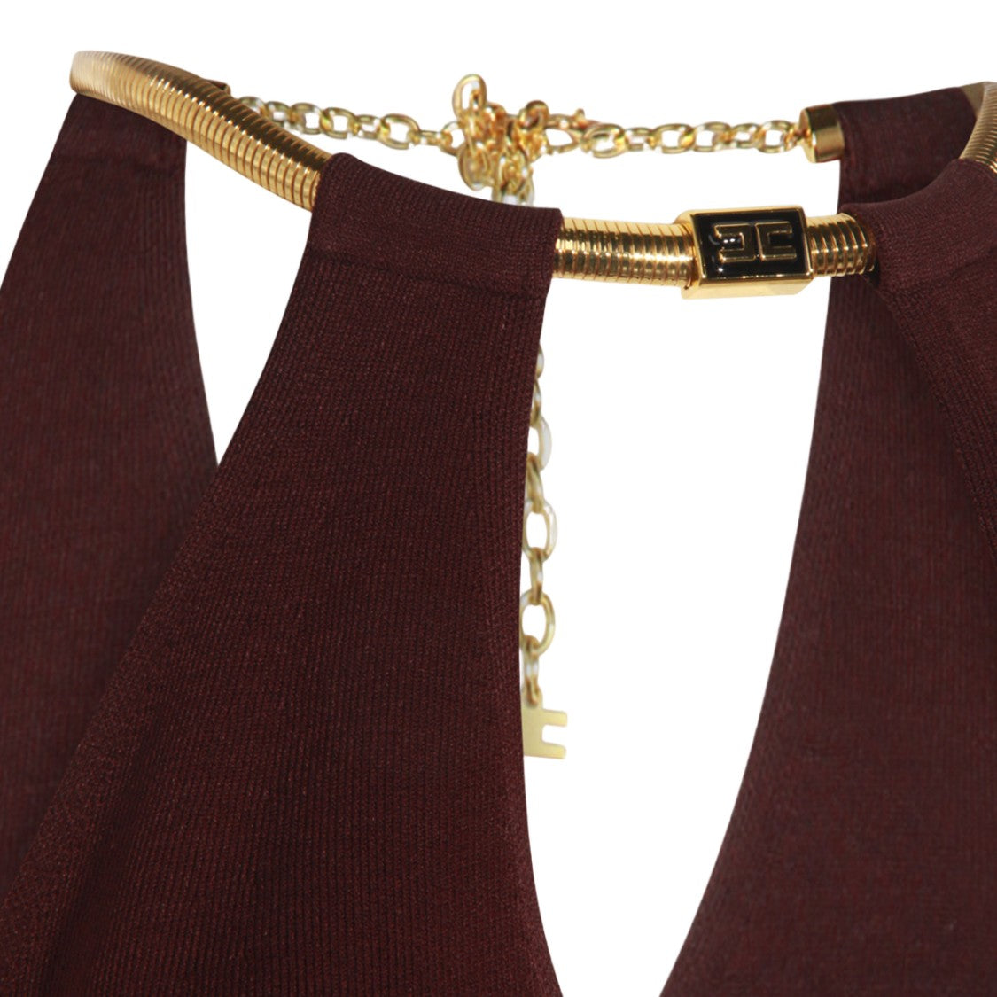 Elisabetta Franchi Burgundy Sleeveless Top