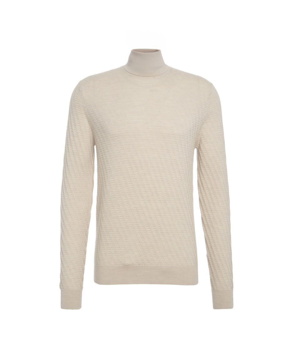 Paolo Pecora Beige Knit Sweater With Textured Knit