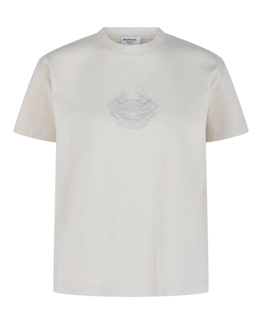 Balenciaga Lion's Laurel Small-Fit T-Shirt With Ribbed Collar