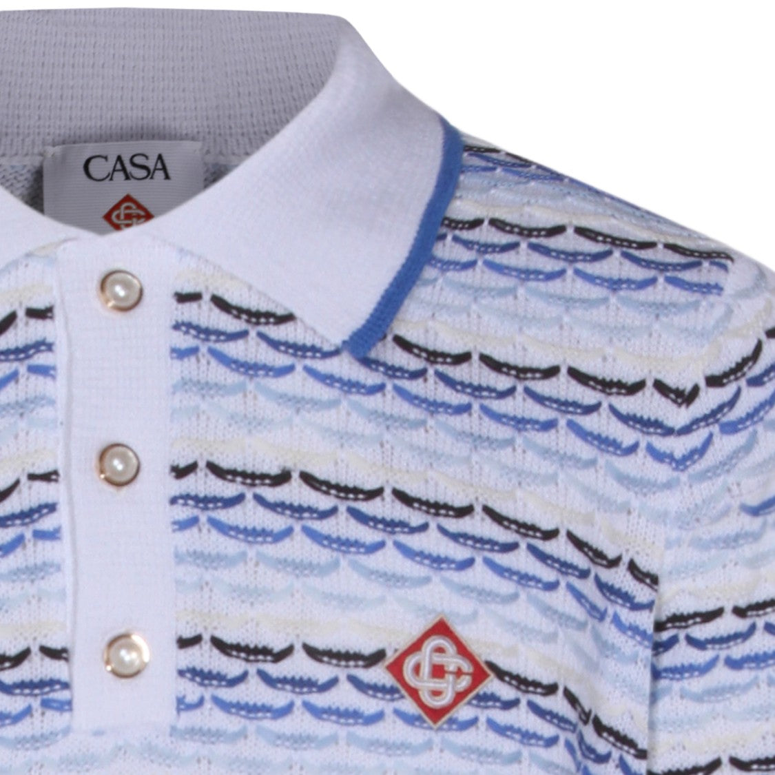 Casablanca Textured Knit Long-Sleeve Polo Shirt