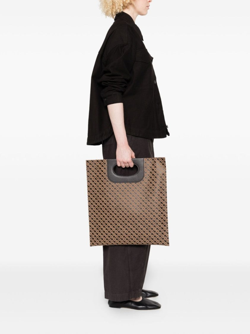 Gherardini Geometric Patterned Beige Shoulder Bag