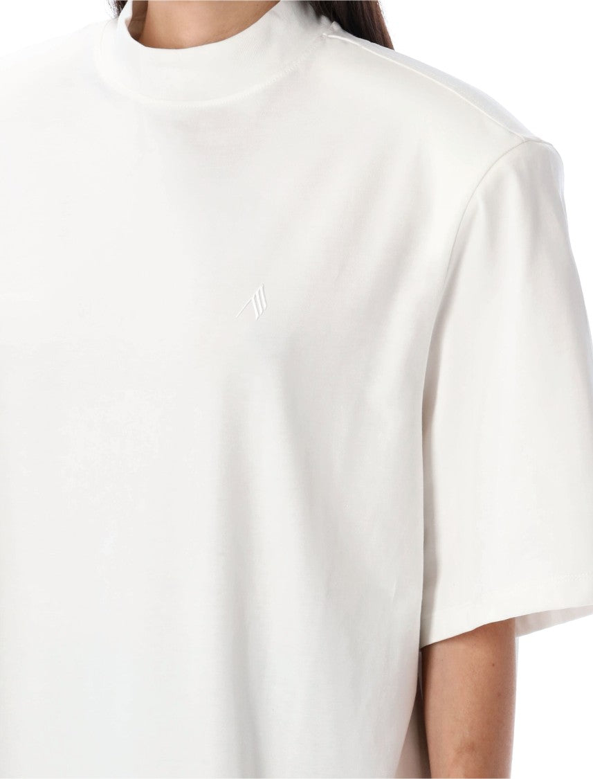The Attico Loose-Fit Off-White Cotton T-Shirt With Ribbed Collar