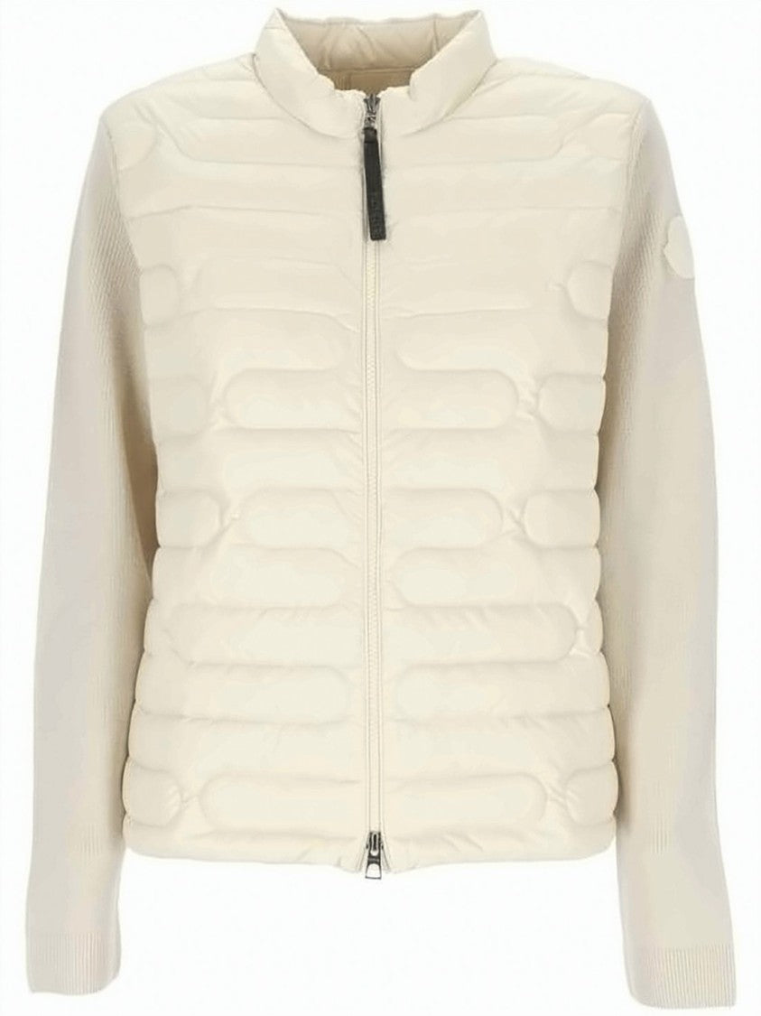 Moncler Padded Cardigan With Quilted Front And Textured Sleeves
