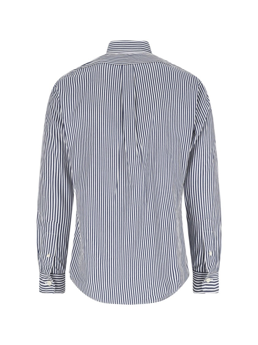 Polo Ralph Lauren Blue Vertical Stripe Cotton Button-Down Shirt