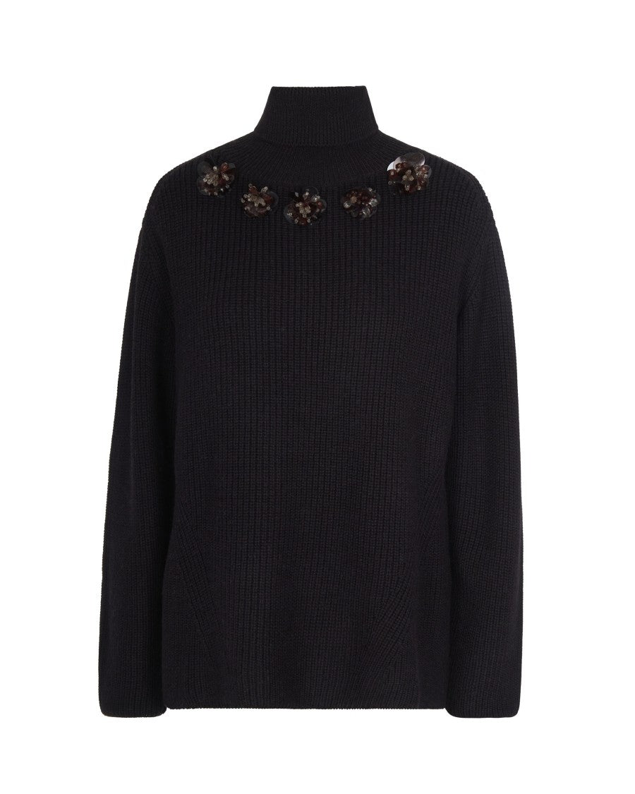 P.A.R.O.S.H. Embroidered Floral Sweater – Dark Brown