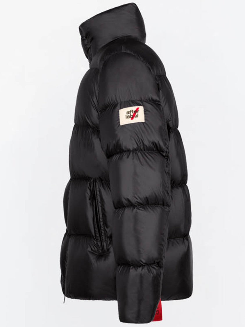 After Label Horizontal Quilted High Collar Nylon Down Jacket