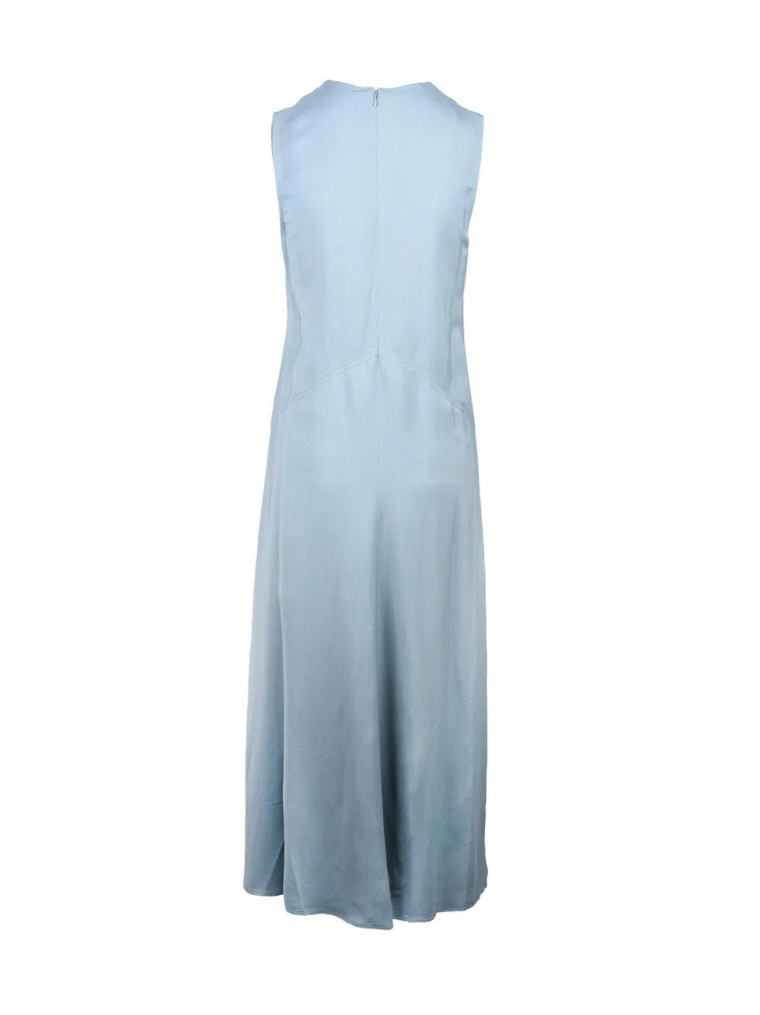 Department 5 Light Blue Dualist Fluid Stretch Viscose Midi Dress