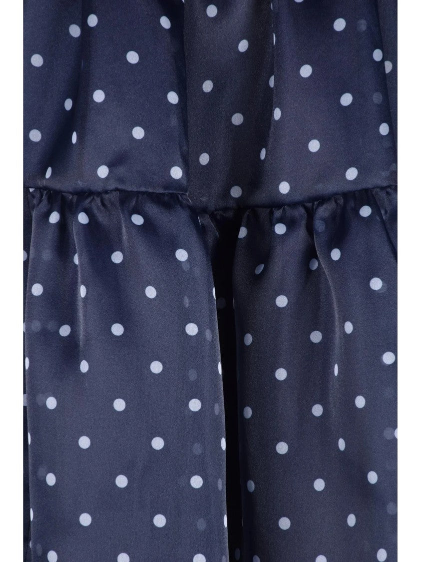 Comme Des Garçons Blue Polka Dot Layered Polyester Midi Skirt