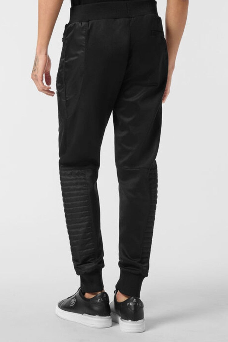 Philipp Plein Black Cotton-Polyester Biker-Style Jogger Sweatpants
