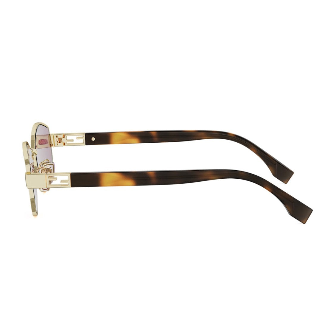 Fendi Gold Tube Fe40216u Geometric Frame Metal Sunglasses