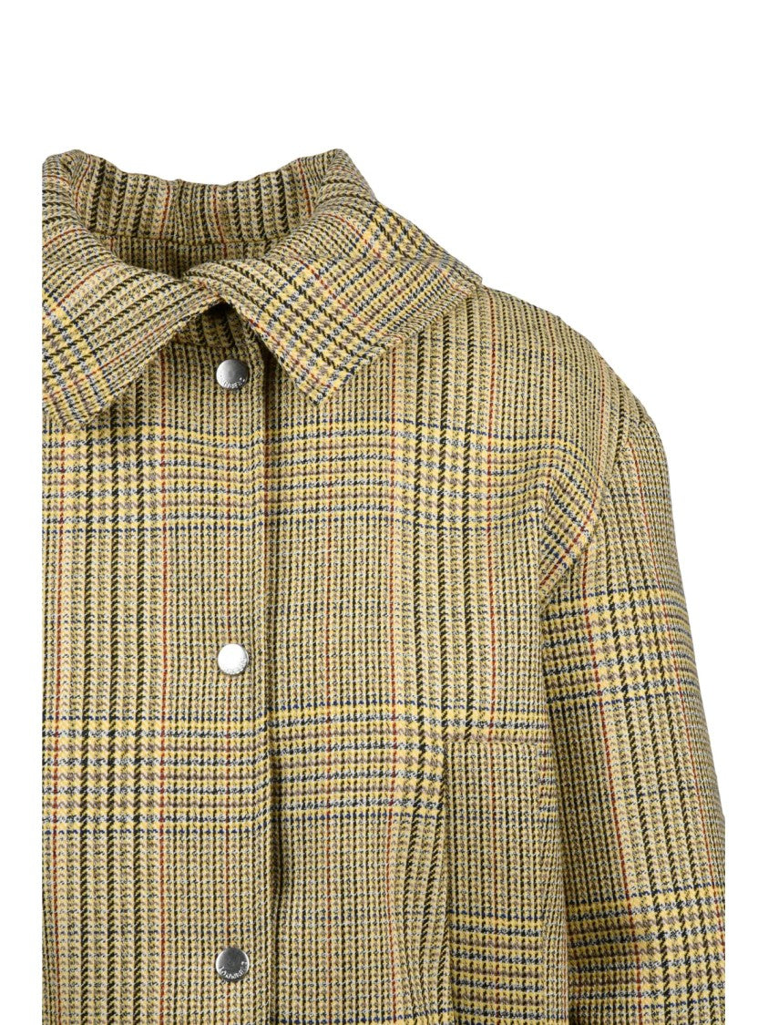 Margaux Lonnberg Beige Checked Zip Virgin Wool Short Coat
