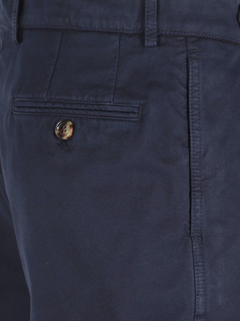 Brunello Cucinelli Tailored Blue Shorts With Flat Front And Belt Loops