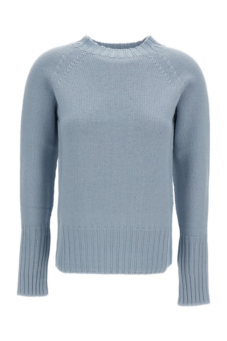 Drumohr Light Blue Raglan Merino Wool Mock-Neck Sweater