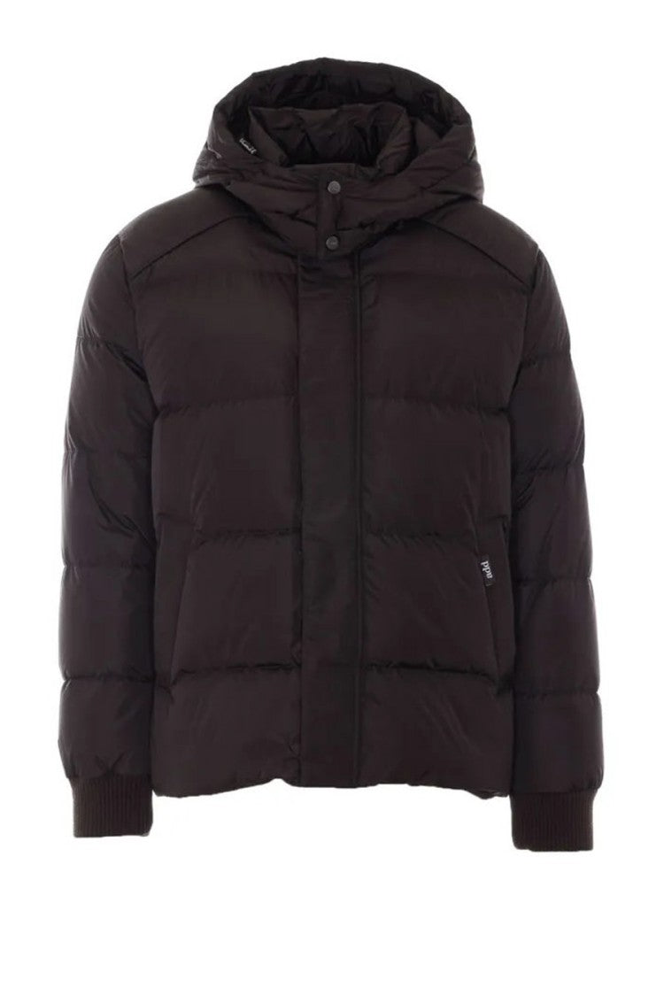Add Dark Brown Hooded Puffer Jacket