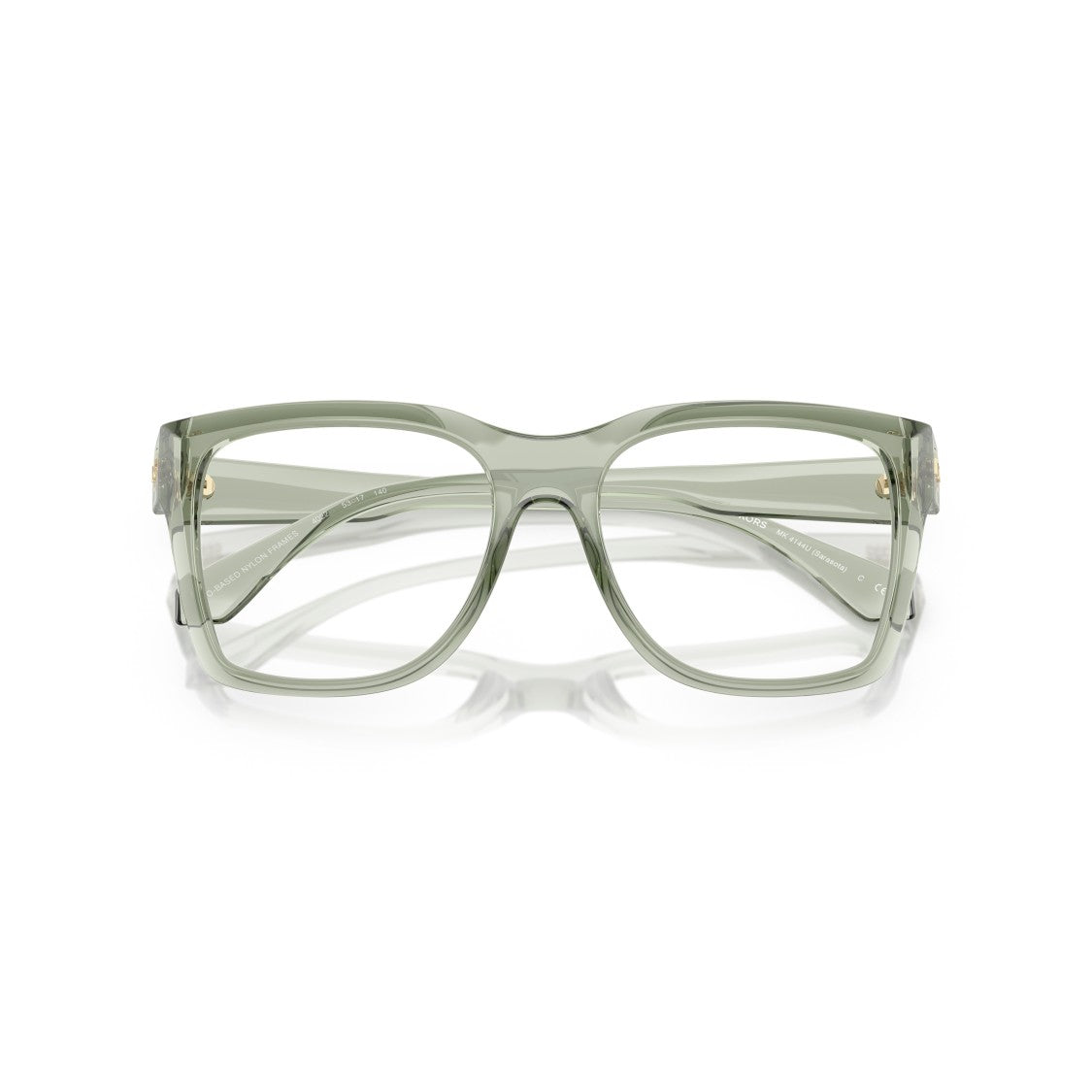 Michael Kors 0Mk4144u Translucent Light Green Acetate Eyeglasses With Gold Emblem