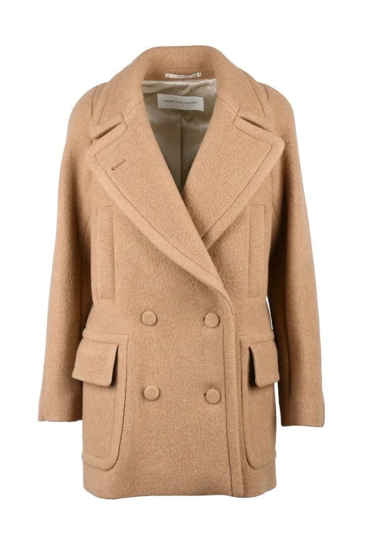 Dries Van Noten Double-Breasted Wool Coat - Beige