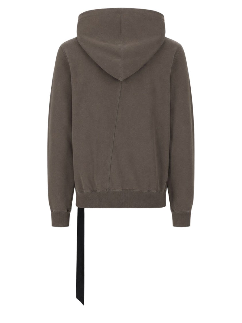 Drkshdw By Rick Owens Mountain Asymmetrical Zip Brown Cotton Hoodie
