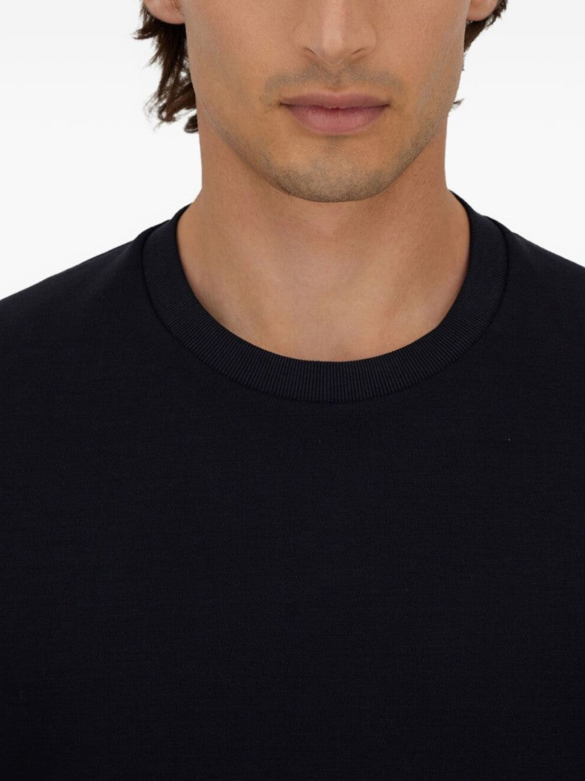 Herno Blue Cotton Crew Neck Sweater