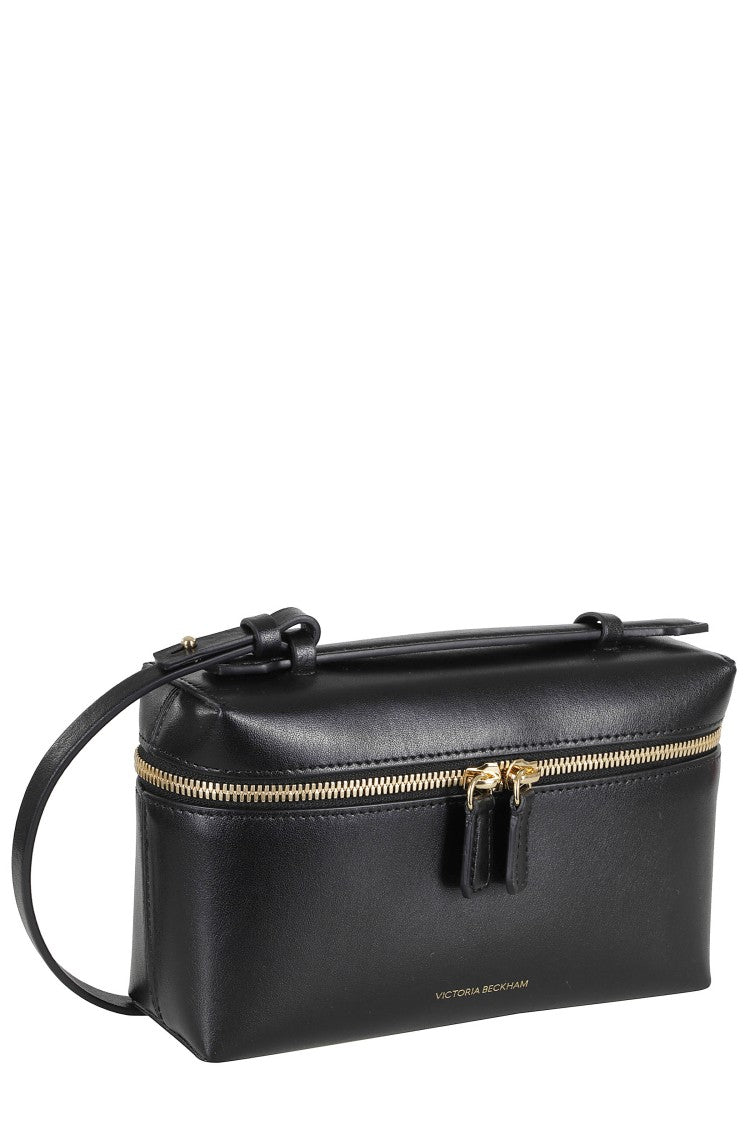 Victoria Beckham Black Vanity Crossbody Zippered Leather Shoulder Bag