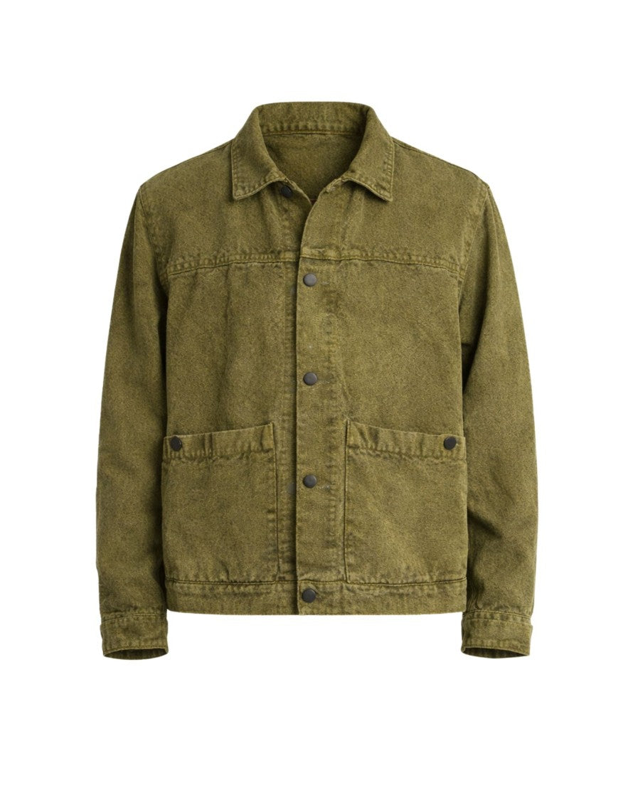 Origin Of Line Green Relaxed Fit Hemp Canvas Overshirt