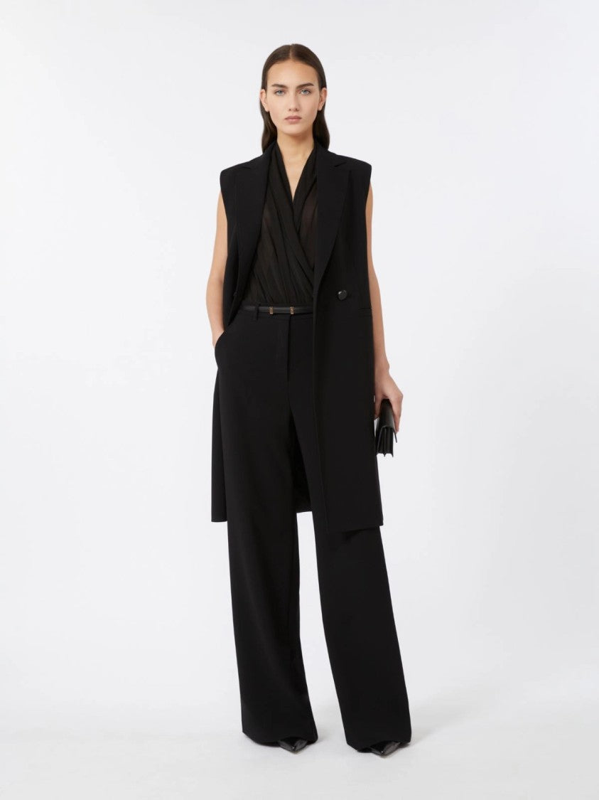 Max Mara Draped Black Bodysuit With Soft Pleating