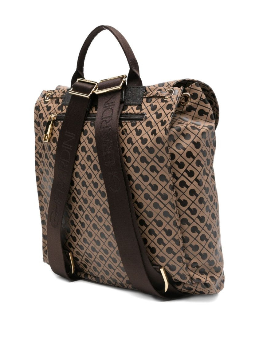 Gherardini Geometric Patterned Beige Bucket Bag