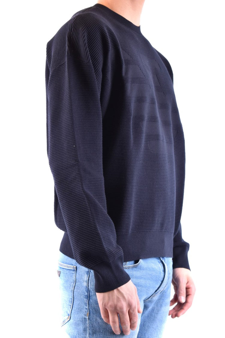 Emporio Armani Ribbed Knit Sweater With Embossed Logo Design