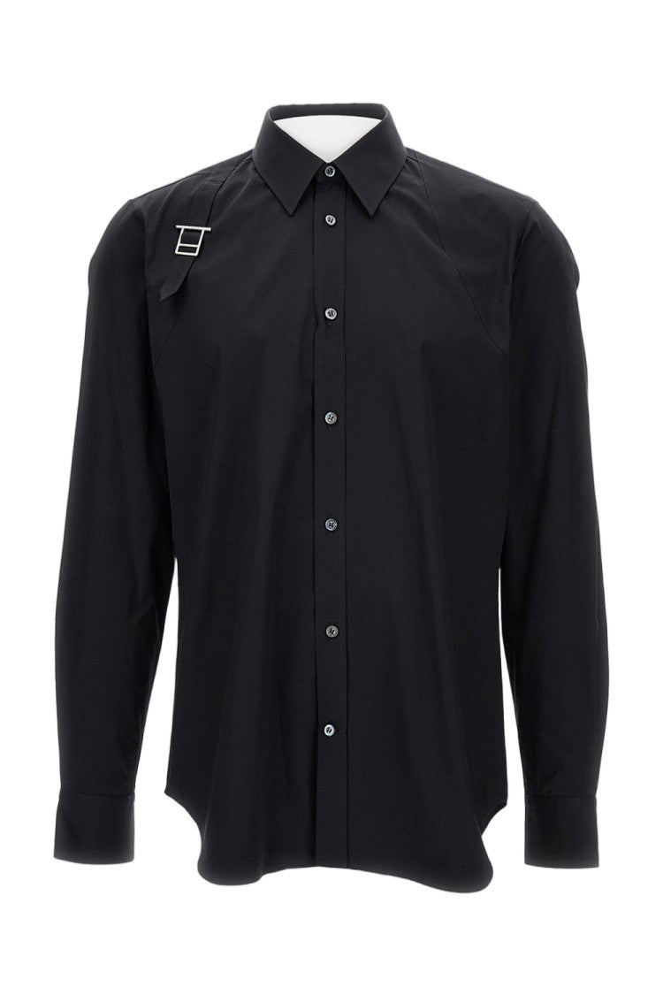 Alexander Mcqueen Slim Fit Shirt With Rounded Hem And Distinctive Buckle Detail