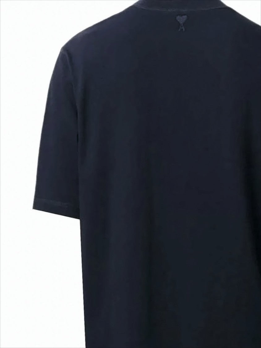 Ami Cropped Black Cotton T-Shirt With Subtle Branding