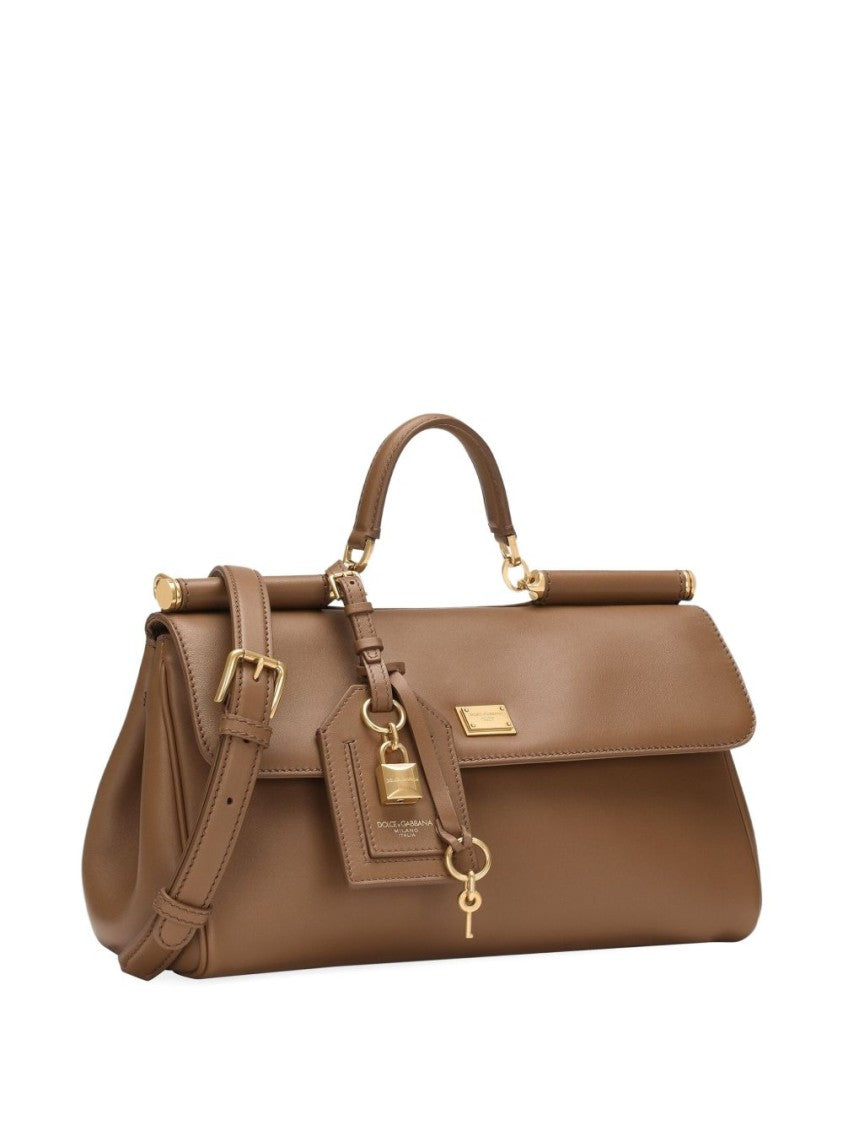Dolce & Gabbana Structured Beige Handbag With Gold-Tone Hardware