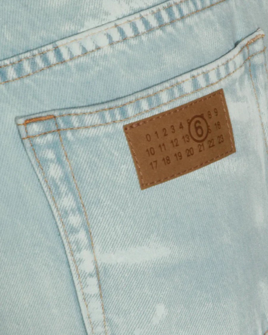 Mm6 By Maison Margiela Straight-Leg Light Blue Jeans With Hand-Painted Detailing